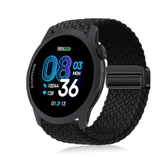 Correa para reloj Coros PACE 4, nylon trenzado negra
