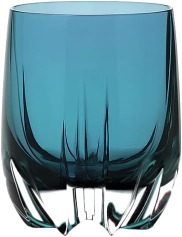 Barski Whiskey Glasses - Double Old Fashioned Teal Blue Rocks Glass - Set of 2 Lowball Tumbler - Heavy Base- DOF Crystal Glass Tumblers - For Scotch, Bourbon, Drinking Glasses - 11 oz, Made in Europe
