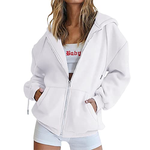 Zipper Hoodies for Women Oversized Fall Fashion 2025 Casual Winter Jackets Trendy Hooded Zip up Sweatshirt Clothes