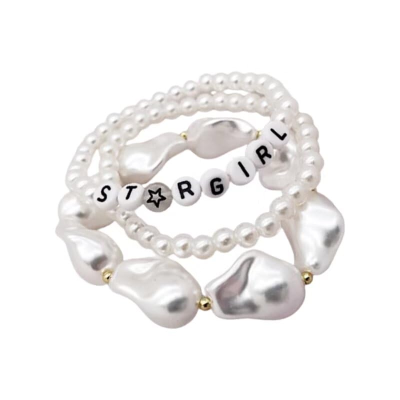 Image of 3 Pcs Star Charm Bracelet Set White Beads Stretch Bracelets Friendship Birthday Party Y2K Jewelry Gifts for Best Friends Bff