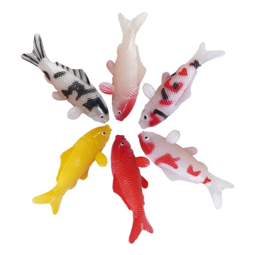 OUNONA 6 Piezas Modelo de koi decoración de Pescado Decoración de Peces Decoraciones únicas para peceras Accesorios para peceras Decoraciones de polivinilo