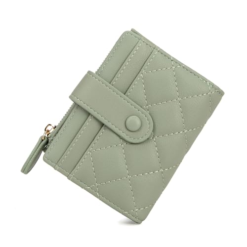 CHAOFANXI Geldbörse Damen Klein, Bifold Leder Kleines Portemonnaie für Frauen, Geldbeutel Damen Klein und im Kurzformat Portemonnaie Kleine Brieftasche Geldbörsemit mit Mehreren Fächern,Grün