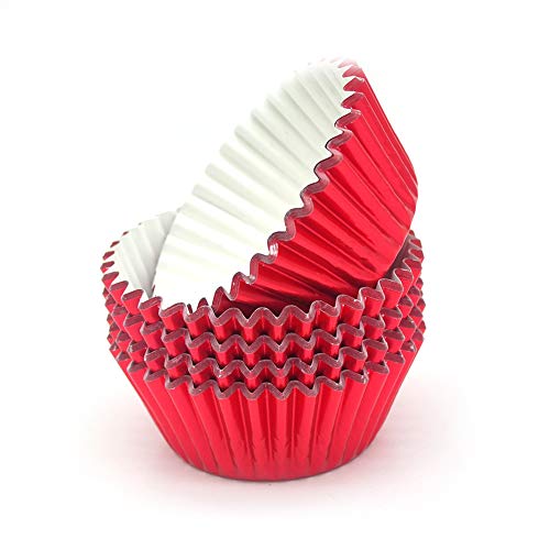Image of Standard Red Foil Cupcake Liners Muffin Baking Cups for Party and More, 100-Count