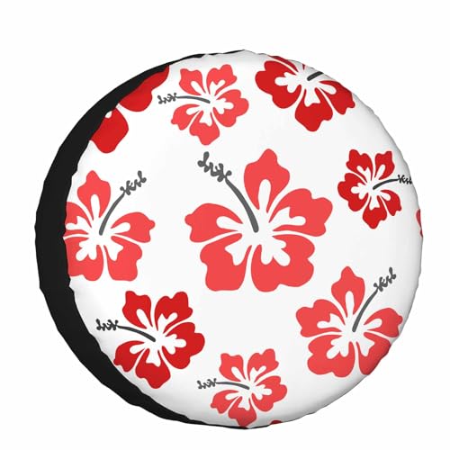 Image of Pretty Hibiscus Spare Tire Cover Red Hawaiian Flower Aloha Blossom Funky Wheel Covers for RV Tires Camper Tire Case Protectors for Trailer Rv SUV Truck Travel Trailer 15 in