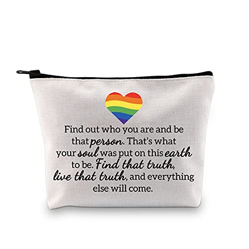 GJTIM Homosexual Gift Lesbian Gift LGBT Gift Gay Proud Rainbow Pride Gift Lesbian Couple Gift Lesbian Sister Makeup Bag (Find Out Who You Are Makeup)