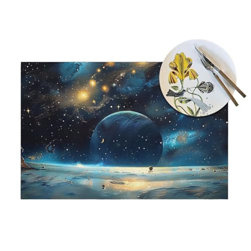Set de table lavable et antidérapant imprimé espace pour protection de cuisine - 5