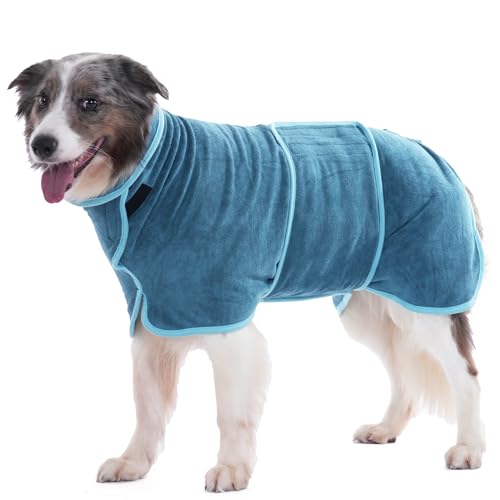 HezzLuv Albornoz para Perros de Microfibra Ultra Absorbente, para un Secado rápido, Toalla Suave de Doble Capa para Cachorros y Adultos Mascotas Perros Gatos