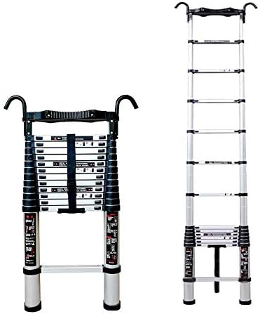RUTAVM Telescoping Extension Ladder, Gardening Courtyard Telescopic Extension Ladder with Detachable Hook – Portable Large Size Telescoping Ladder Collapsible, Load 330lbs (Size : 2.6m/8.5ft)