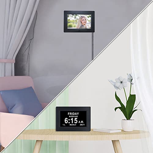Digital Day Calendar Clocks, Extra Large Day Date Time Dementia Clock For Senior Elderly Memory Loss Vision Impaired Alzheimer's 12 Alarm Reminders Auto-Dimming, Am/Pm 12/24H (7 Inch Black) #TOP4