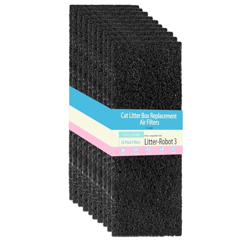 10 Pack Carbon Filters Compatible with Litter Robot 3 Cat Litter Box Replacement Filter Keep Your Home Clean and Fresh 3.5 x 10 x 0.2