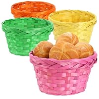 com-four® 4x Bastkorb in bunten Farben zur Dekoration - farbenfrohe Osterdeko - Osternest - Körbchen für Ostereier, Brötchen, Snacks und Schlüssel