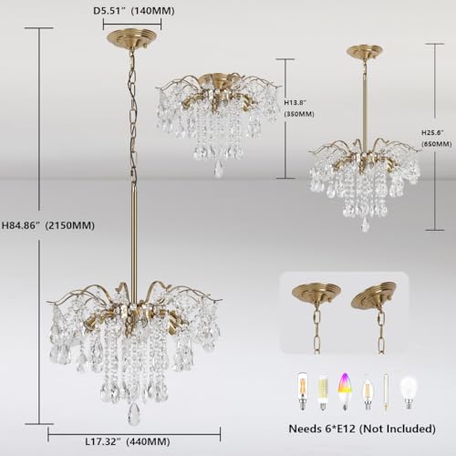 JC TOPA Lustres de cristal modernos, luminárias pendentes de cristal modernos de meados do século, l