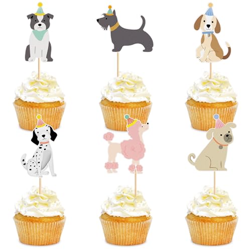 Blumomon 36 Stück Hund Cupcake Topper Hund Geburtstags Kuchen Deckel Hund Themen Party Dekorationen