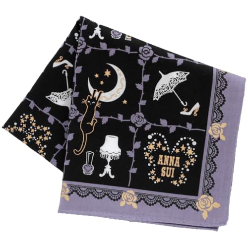 [ANNA SUI] 【アナスイ】 プリントハンカチ ブティック柄 (グレー) 婦人 レディース ハンカチ ハンカチーフ 約50cm 109024-0008-04