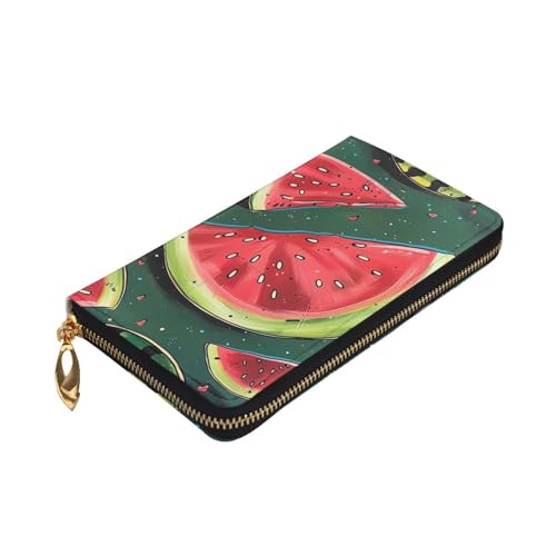 Watermelon Printed Long Wallet for Women Men Cute PU Leather Wallet with Coin Purse and Credit Card Holder3