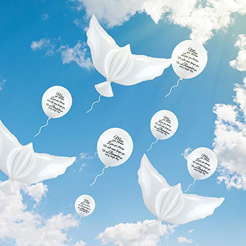 Image of Skylety 36 Pcs Memorial Balloons to Release with Dove Balloon, White | Helium, Remembrance for Heavenly Birthday, Memorial Services, Release in Sky Ceremony, Forever in Hearts Messages