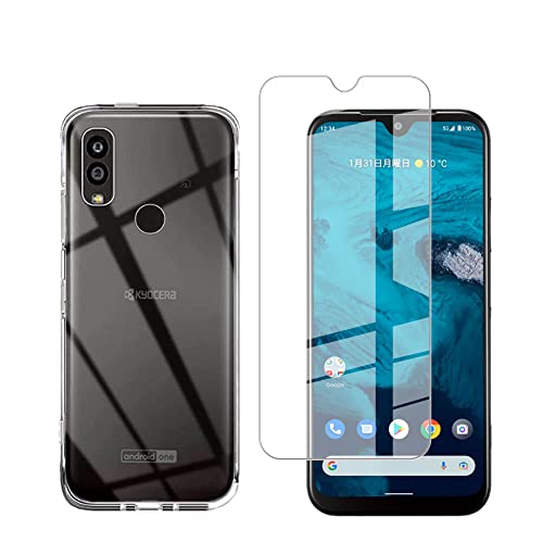 【1+1入り】Android One S9 DIGNO SANGA edition KC-304 フィルム 強化ガラス 液晶保護フィルム+透明 TPU ケース 日本旭硝子素材採用 Android One S9 用の ガラスフィルム 硬度9H 耐衝撃 撥油性 高透過 飛散防止 Android One S9 用の ケース クリア TPU 薄型 軽量 シェル スリム 携帯便利 散熱加工 (Android One S9)