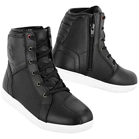 ZXT MOTO Motorcycle sneaker Motorbike Rider shoes Leather CE Armour Boot Motorcycle Men Waterproof Shoes Fashion For Men Boys (8 UK, Black, numeric_8) Cover