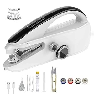 Mini Handnähmaschine Elektrisch, Mini Nähmaschine mit 30 Nähzubehör, Tragbare Elektrische Nähmaschine 2 Modi, Einfach zu Bediene für Anfänger und Profis Geeignet zum Kleidung, DIY, Vorhänge