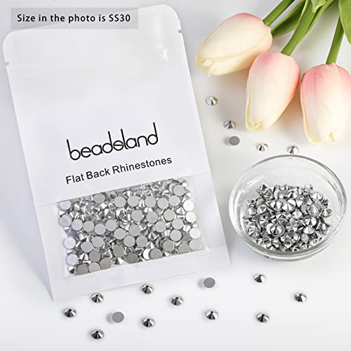 Image of beadsland Flat Back Crystal Rhinestones Round Gems for Nail Art and Craft Glue Fix,Silver Hematite (6.4-6.6mm) SS30 /288pcs