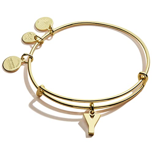 Image of Alex and Ani Expandable Bangle for Women, Initials A to Z Letter Charms, Shiny Finish, 2 to 3.5 in