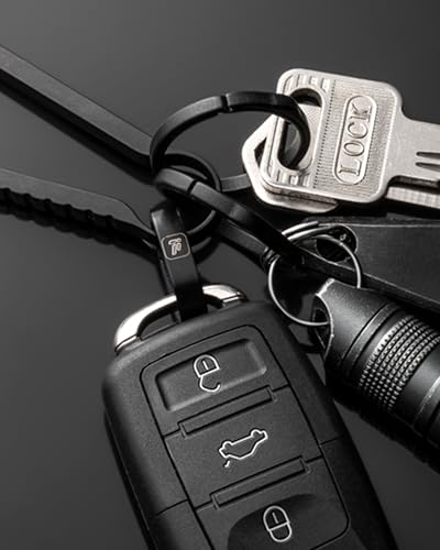 FEGVE Titanium Mini Quick Release Keychain Rings with 2 Side Pushing Key Chai...