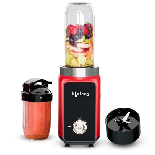 Image of Lifelong 500 Watts Nutri Blender for Smoothies and Juices with 2 Jars - 100% Copper Motor Mixer Grinder, Blender & Smoothie Maker for Kitchen - Blender for Fruits & Vegetables - Stainless Steel Blades