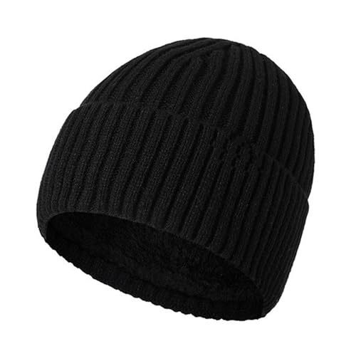HGDGears Berretto da Uomo Donna Antivento Caldo Cappello Invernale da Donna Morbido Spesso Freddo con Risvolto Cappello Lavorato a Maglia Sport all'aperto Cappello Teschio, Nero, Taglia Unica