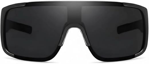 Spexy Sports Sunglasses, Black Shield Style, Oversized Wraparound Design, Dark Tinted Lens