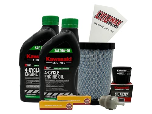 Cyclemax Tune Up Kit 10W-40 with Spark Plugs compatible with Kawasaki 99969-6569 compatible with FT651V FT691V FT730V