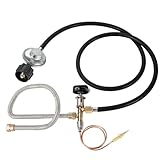 Drphiru Propane Gas Fire Pit Kit, 5FT Propane Hose with Regulator, Grill Replacement Parts,Fireplace Safety Valve Control System, Max 50000 BTU