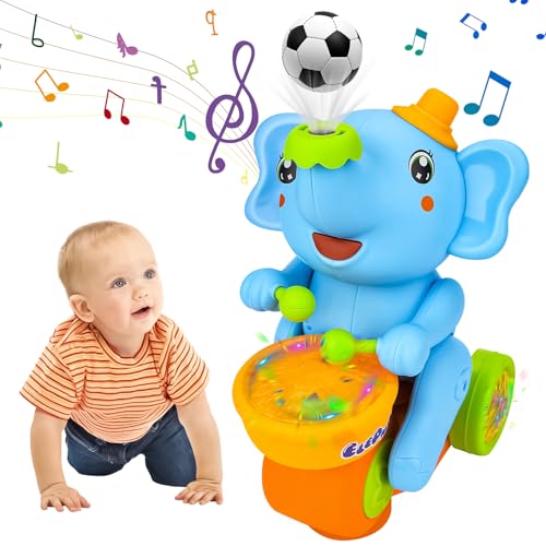 Vibbang Éléphant Mignon Balle Électrique Battant Voiture, Éléphant Jouet Marche avec lumières et Sons à LED, pour Enfants Garçons Et Filles Cadeaux...