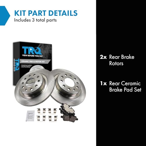 Image of TRQ Rear Brake Pad and Rotor Set Ceramic Compatible with 2020-2021 Chevrolet Malibu 2021 Equinox GMC Terrain