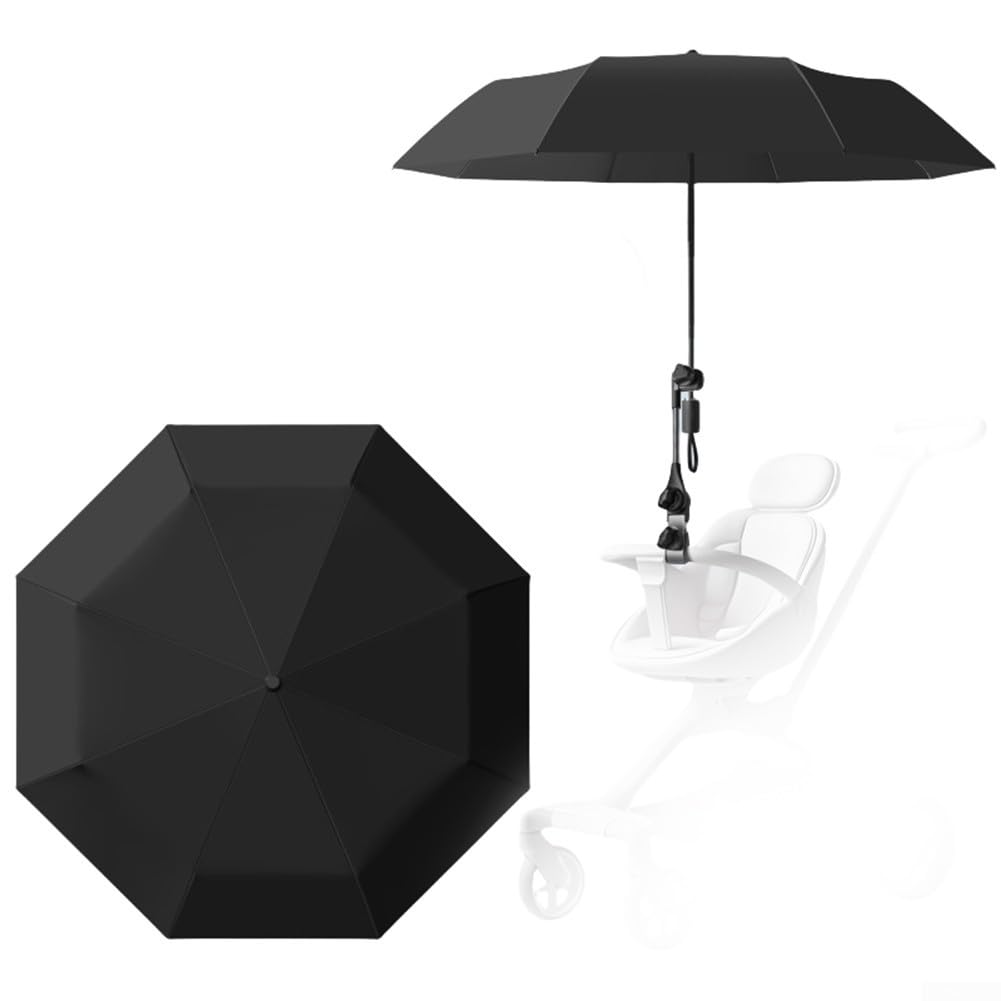 Stroller Sun Shade Umbrella, Baby Pushchair UV Parasol, UPF 50+ Pram Sun Cover, Buggy Sun Shield, Infant Carriage Sun Canopy, Outdoor Baby(Black)