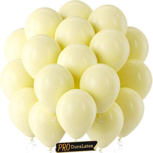 Image of Bezente Pro Duralatex Pastel Yellow Extra-Thick Balloons 120 Pack 10 inch
