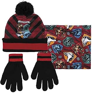 Harry Potter Hat Gloves & Snood Set for Kids 3 Piece Winter Set Hogwarts Bobble Hat Gift Box