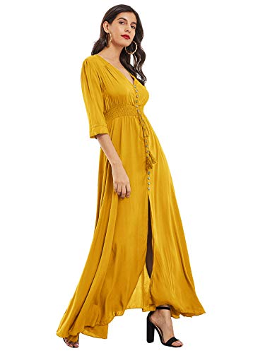 Image of Milumia Summer Flowy Long Maxi Dress Button Up Split Floral Print Boho Dresses for Women 2024