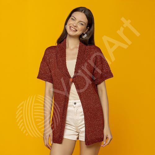 Image of YarnArt Elegance Sparkly Yarn - Metallic Cotton Blend, Fine Sport for Knitting & Crochet, Lightweight Thread for Shawls & Sweaters, 50g (130m), Cinnamon - (1, 122)