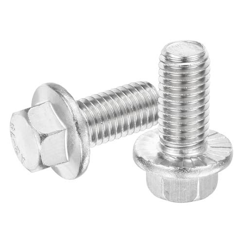Image of sourcing map 6Pcs M12 x 25mm Hex Serrated Flange Bolts Screws, 304 Stainless Steel Flanged Hex Head Bolts Flange Hexagon Screws for Households, Machine Tools, and DIY project, Silver