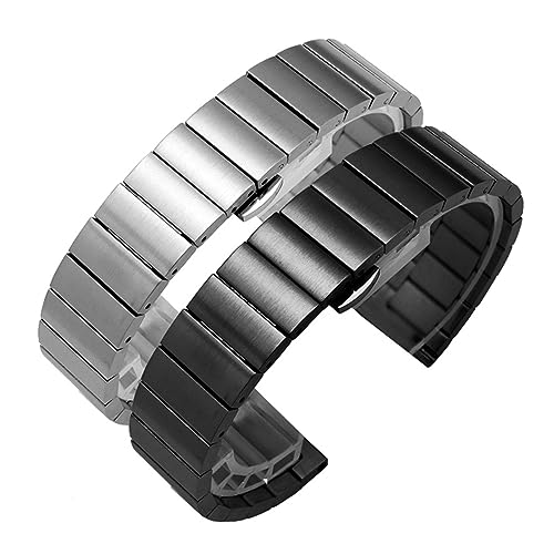 Correa de reloj de acero inoxidable sólido FYXT en negro mate cepillado de 20 mm 2