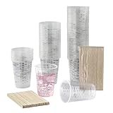 80pcs Paint Mixing Cups, DV 8oz Graduated Clear Plastic Measuring Cups with 80pcs Wooden Stirring Sticks for Mixing Paint, Pigments, Epoxy Resins, Resins