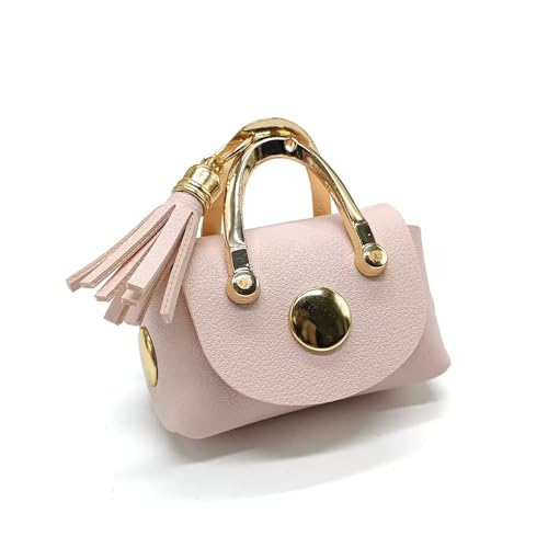 LAOYEFACAI Mini sac à main pour femme Porte-clés Étui multifonctionnel en cuir pour écouteurs, clés et rouge à lèvres Élégant charm pour sac, porte-clés pour voiture et organiseur (Pink)