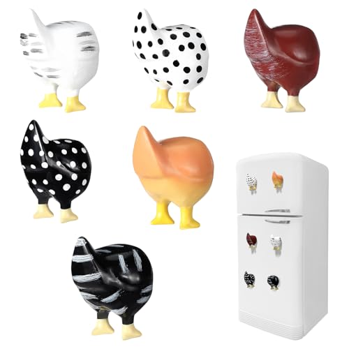 Set de 6 imanes de pollo decorativos para nevera