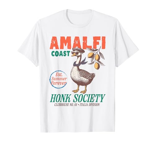 Retro Amalfi Coast Goose Funny Italy Travel Summer Vacances T-Shirt