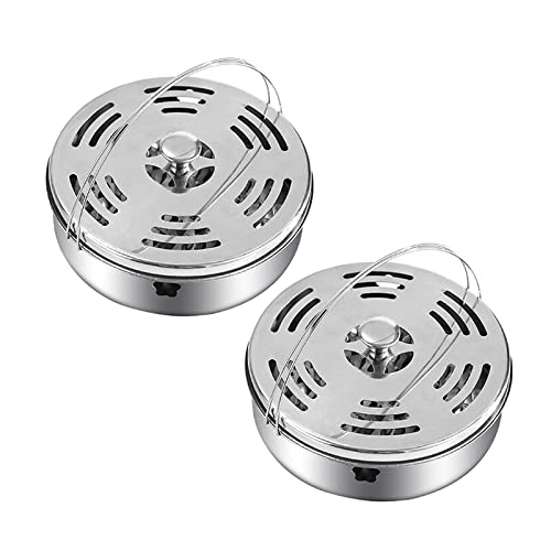 SKMIHJL Mückenspulenhalter mit Abdeckung und Griff, runder Räucherstäbchenhalter, Mücken-Räucherstäbchenbox, tragbarer Mücken-Räuchergefäß, für Zuhause und Camping, 2 Stück, echte Farbe) Cover
