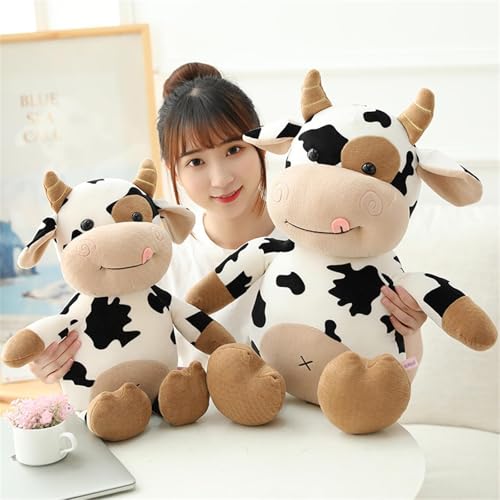 champracer Kuh Plüschtier, Plüschkuh Stofftier Flauschiges Kühe Tier Gefüllte Kuscheltier zum Kuscheln und Spielen, Toys Plüsch für Kinder & Erwachsene Weihnachten Geburtstagsgeschenk (30cm)