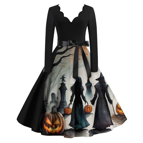 TOFOTL Disfarce Halloween mulher medo disfarce fantasma mulher vestidos médios macacão esqueleto steampunk macacão cosplay de feiticeira, preto e azul marinho: