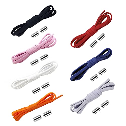 Dtoterul Elastische Schnürsenkel 7 Paar No Tie Shoelaces Elastische Schnürsenkel Freizeitschuhe Schnürsenkel mit Metallverschluss Sports Elastische Schnürsenkel für Alle Schuhe Sportschnürsenkel Cover
