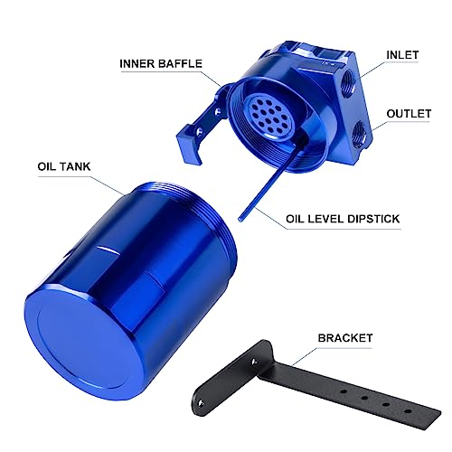 Image of JDMON Oil Catch Can, Passenger Side Oil Separator Compatible with Ford F150 2.7EB 3.5EB 5.0L Passenger Side 2011-2021, Expedition 3.5L EcoBoost 2018-2021, Raptor 3.5L Ecoboost 2017-2021, 350ml Blue
