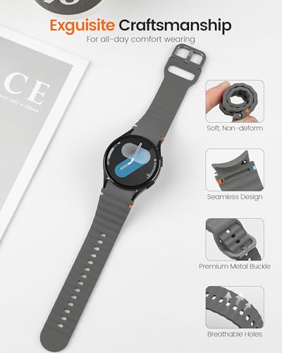 Image of Compatible with Samsung Galaxy Watch 7 Strap No Gap Sport Silicone Watch Band for Galaxy Watch 6 5 4 40mm 44mm Galaxy Watch 6 Classic 43mm 47mm,Watch 5 Pro,Watch 4 Classic Strap 42mm 46mm (Orange)
